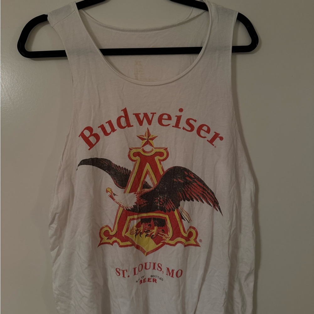 Budweiser White Tank Top with Red Logo